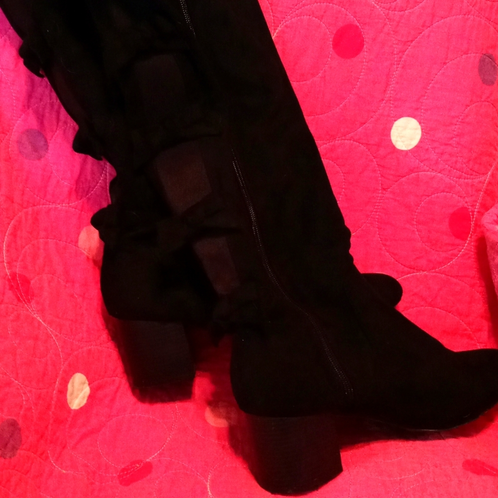 Black Faux Suede Bow Back Over-The-Knee Boot 10.5W torrid